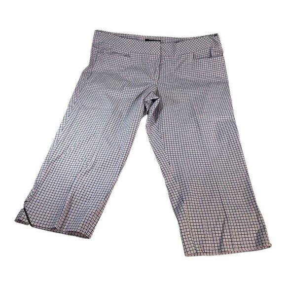 Talbots Womens  Signature Ankle Pants Capris Size 14P Pink Black Plaid Petite - Picture 1 of 3